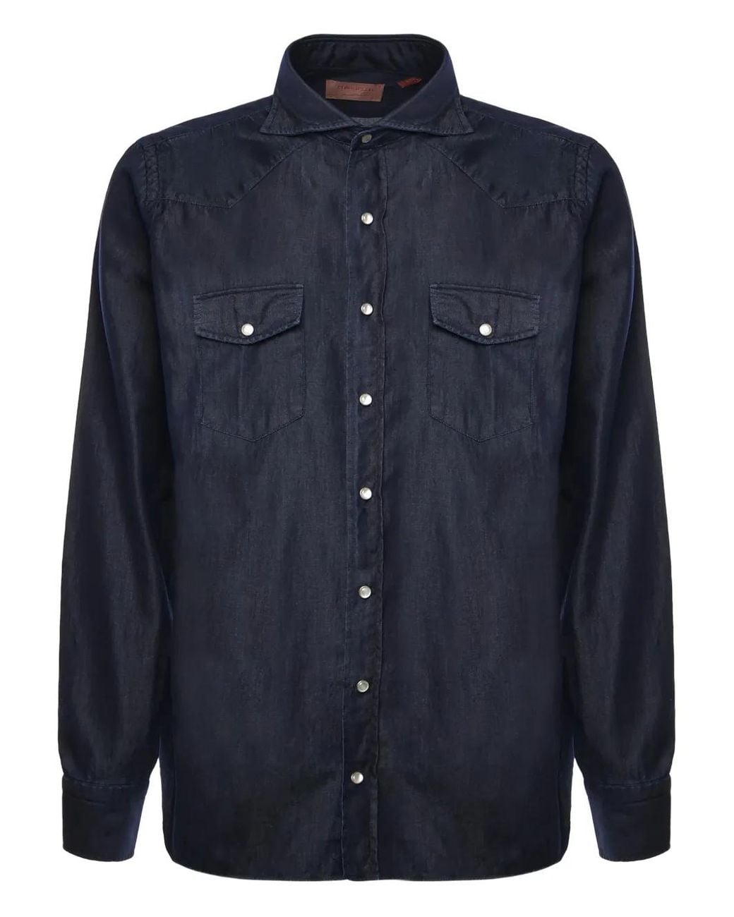 Borriello Blue Chest-Pocket Denim Shirt for men