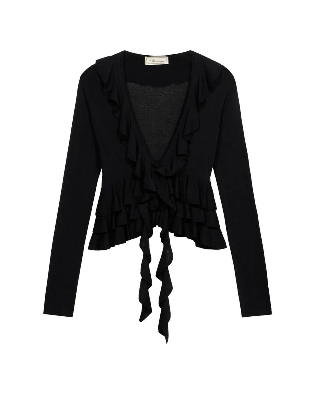 Blumarine Black Ruffled Cardigan