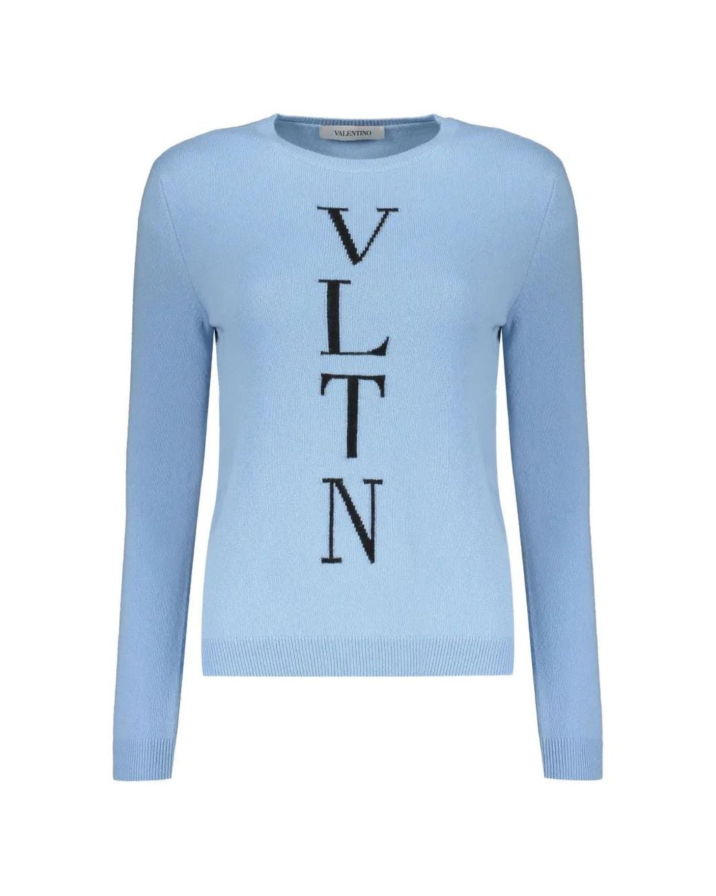 Valentino Garavani Blue Wool Crew-Neck Sweater