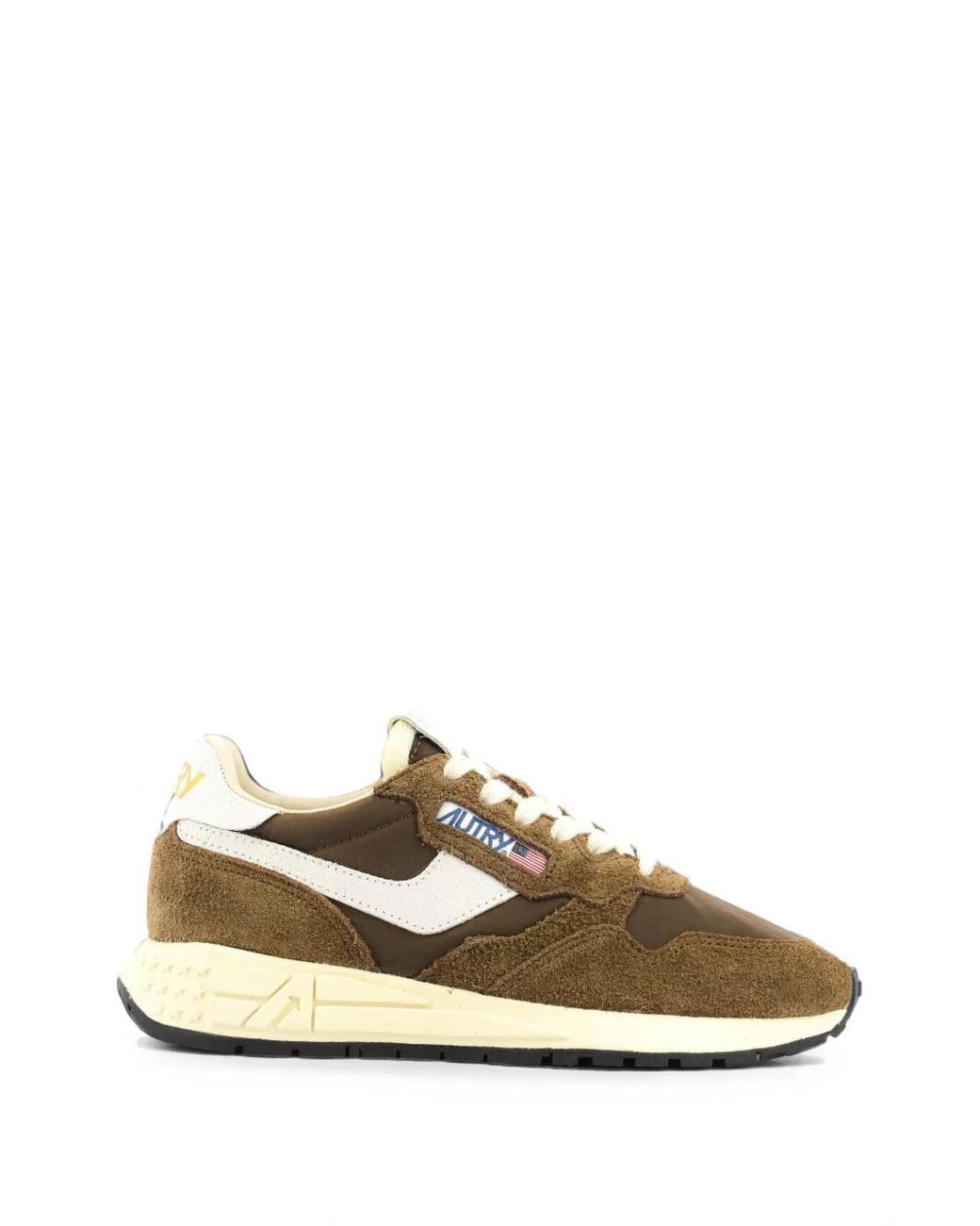 Autry Brown Reelwind Logo-Patch Low-Top Sneakers