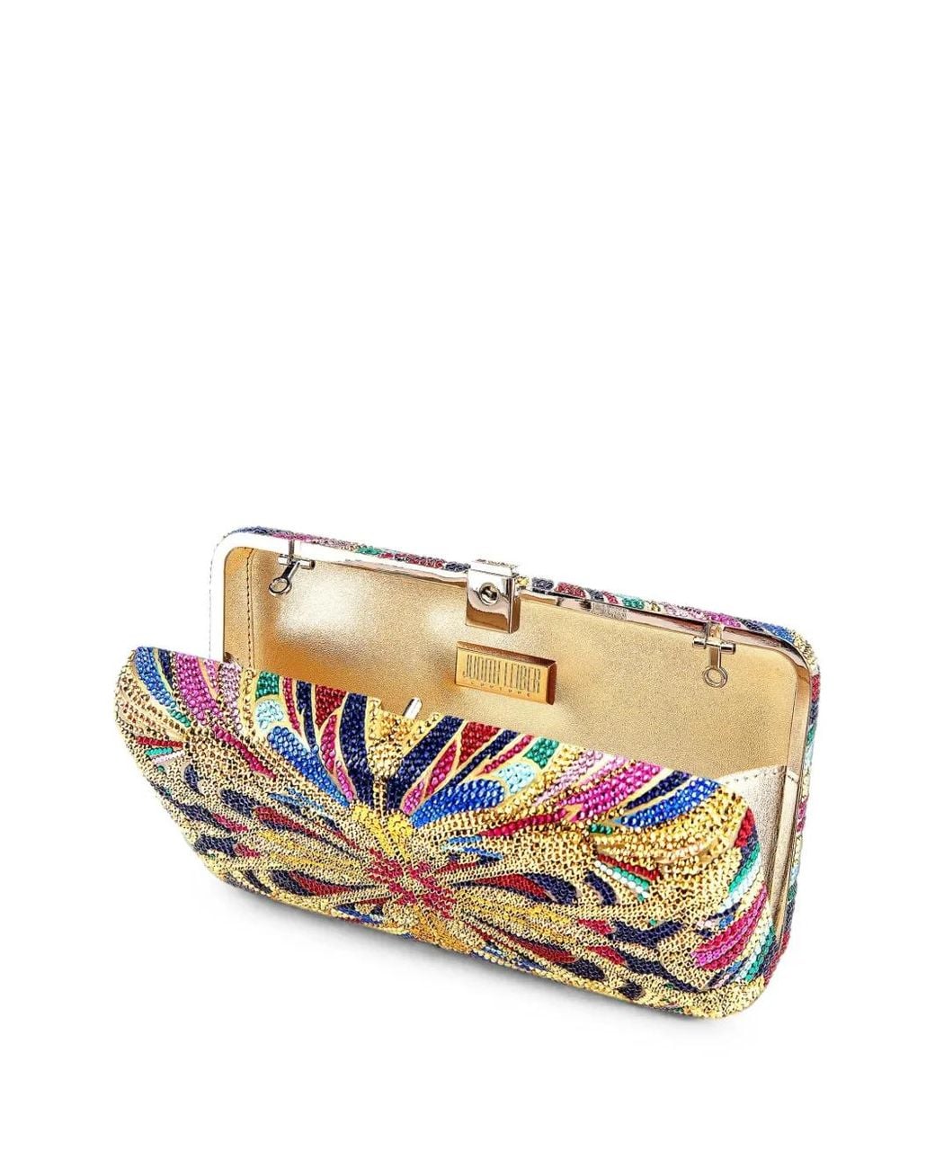 Judith Leiber Gray Crystal Lantern Tile Geometric-Pattern Mini Bag