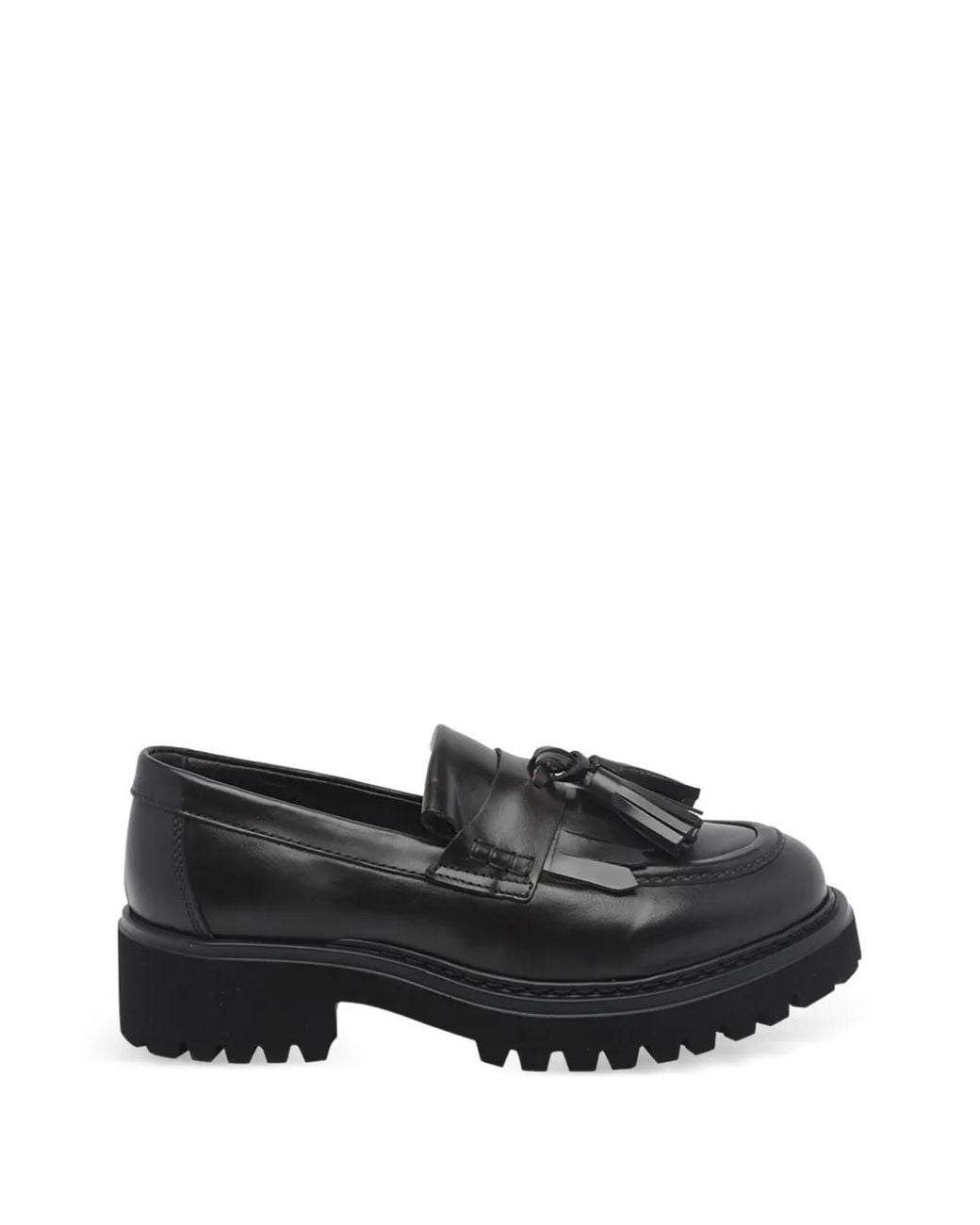 Pawelk's Black Tassel-Detail Chunky-Sole Loafers