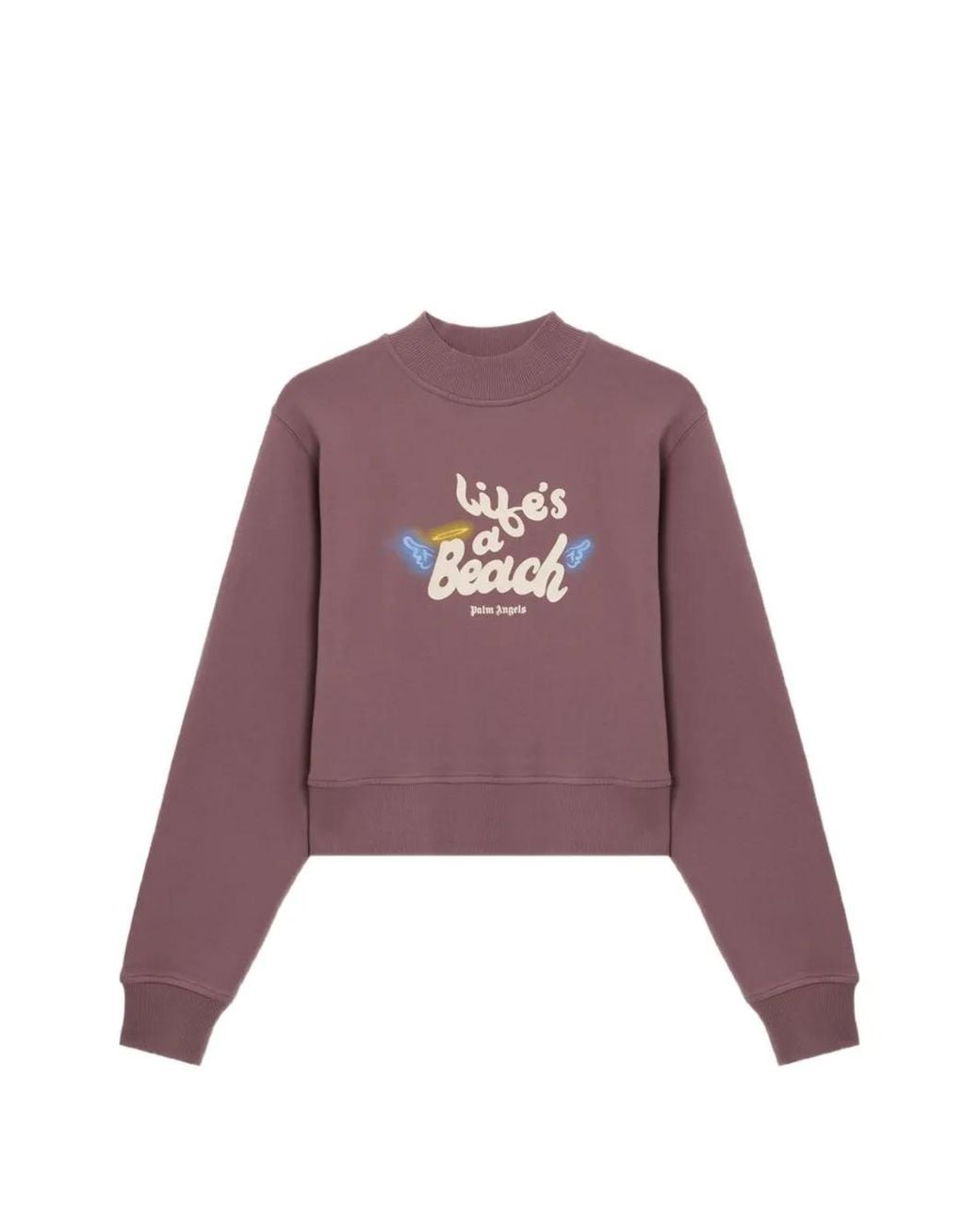 Palm Angels Purple Life's A Beach Cropped Sweatshirt