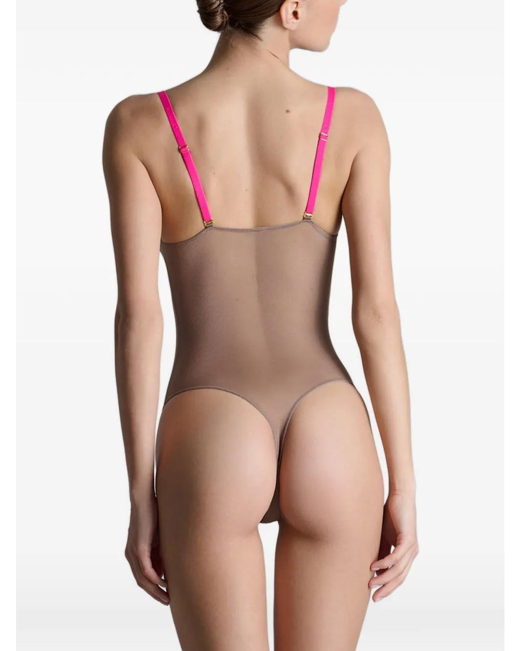 Maison Close White Corps À Corps Contrast-Strap Mesh Bodysuit