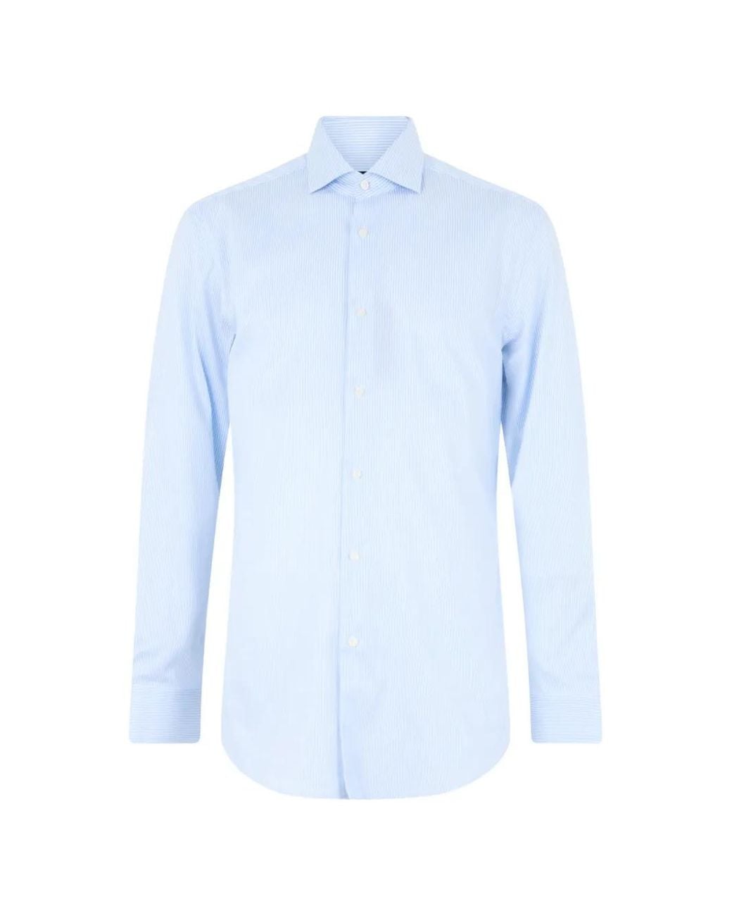 Boss Blue Vertical-Stripe Long-Sleeve Shirt for men
