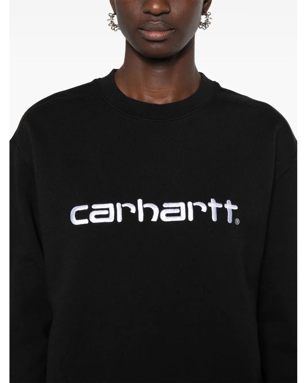 Carhartt Black Logo-Embroidered Cotton Sweatshirt
