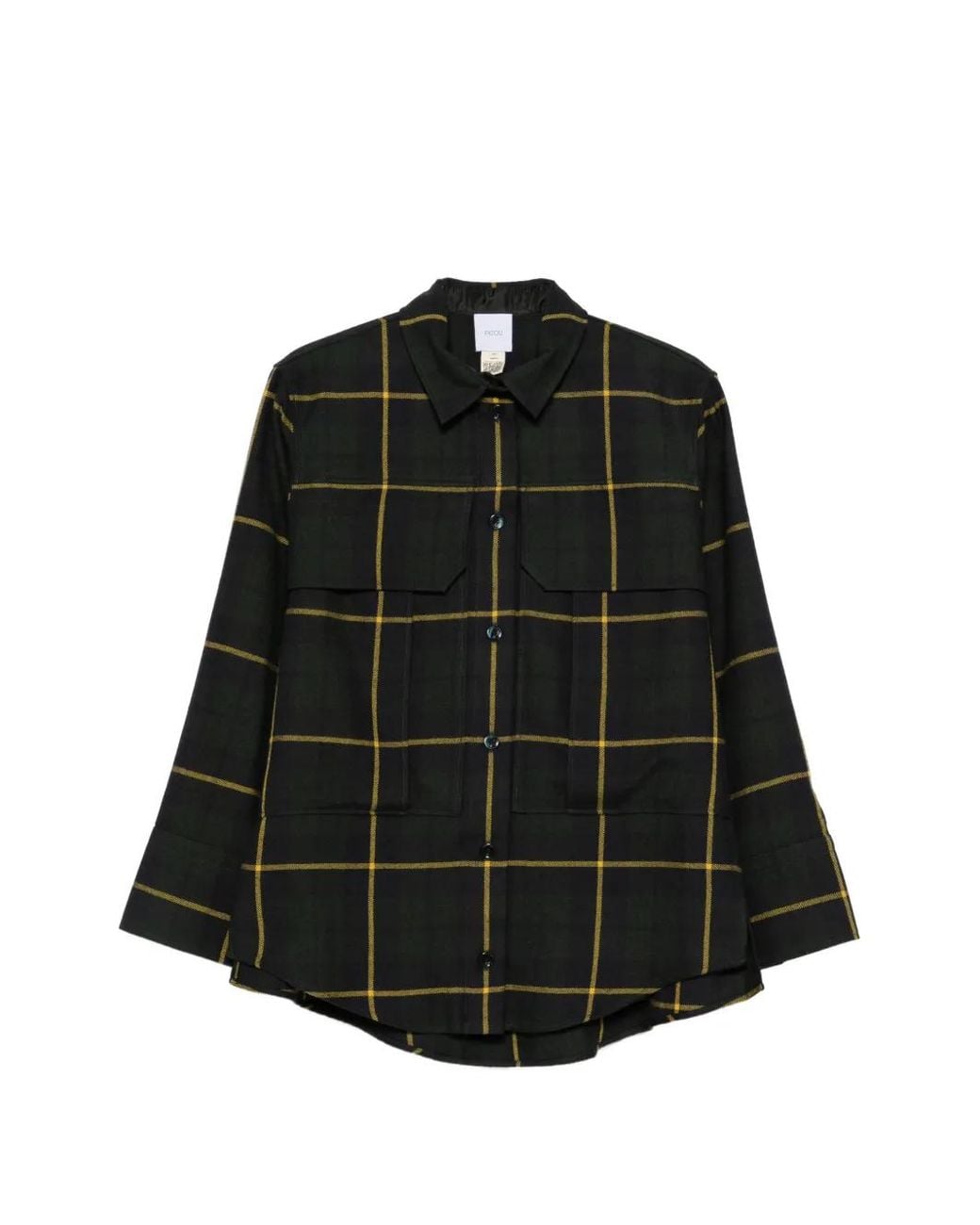 Patou Black Check-Pattern Flap-Pocket Shirt