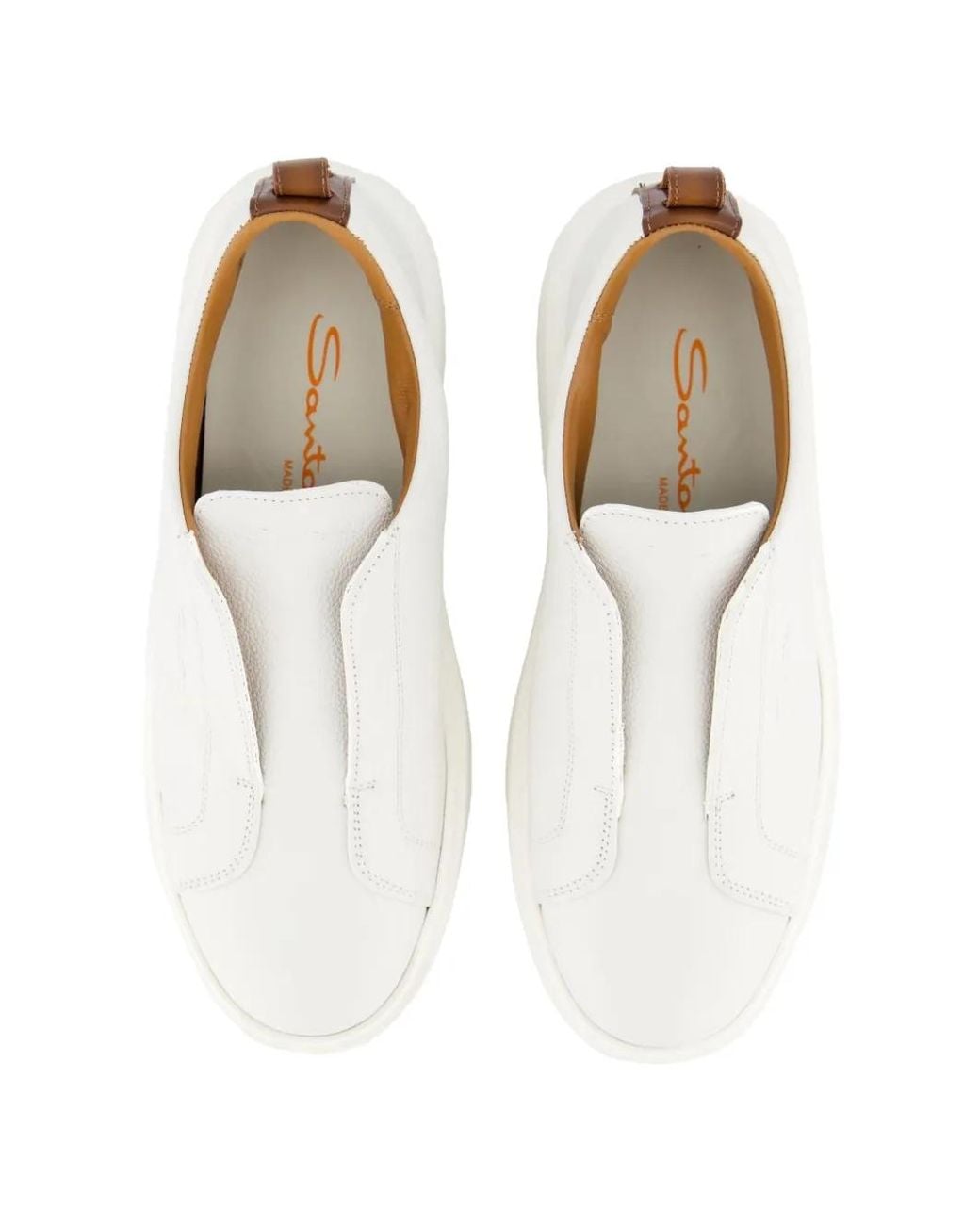Santoni White Victory Slip-On Sneakers