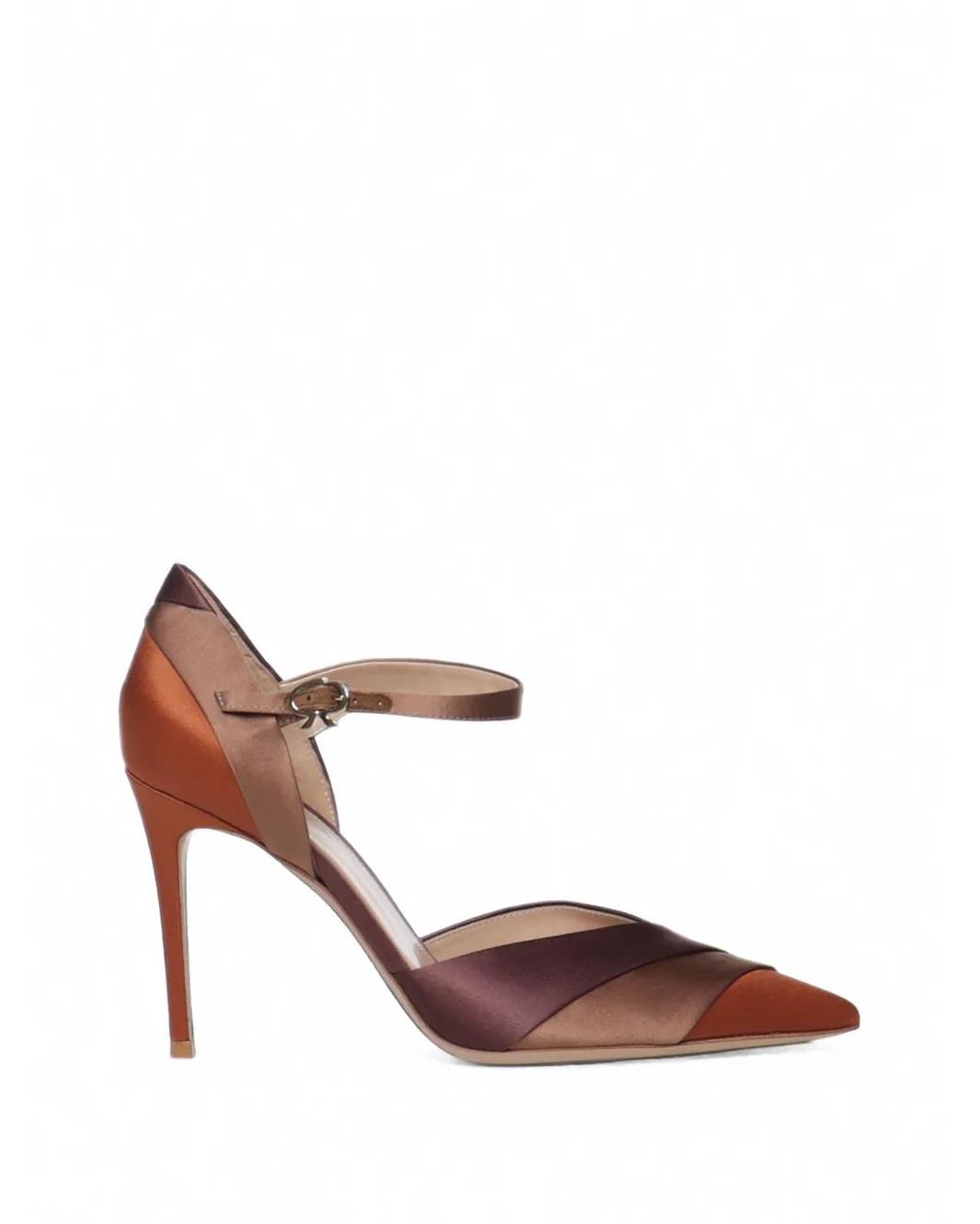 Gianvito Rossi Brown Pointed-Toe Buckled Heeled Pumps