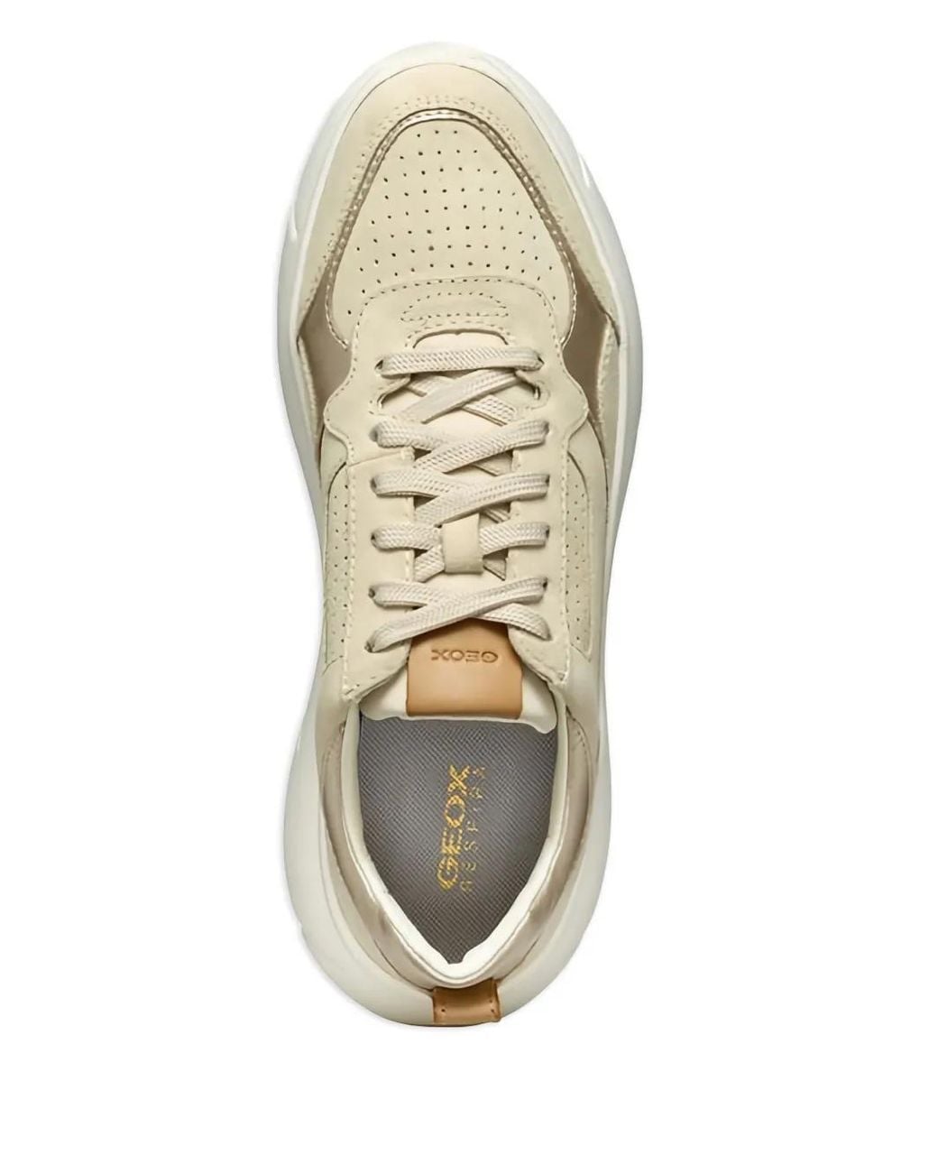 Geox White Perforated Suede Leather Sneakers