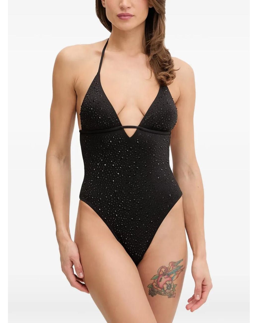 Guess Black Rhinestones One-Piece Swimsuit