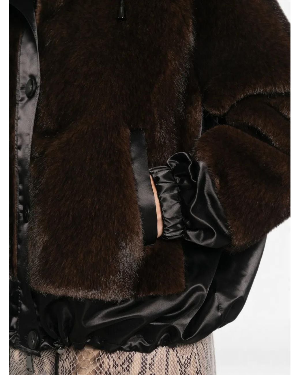 VALENTINI 1972 Black Faux-Fur Panelled Coat