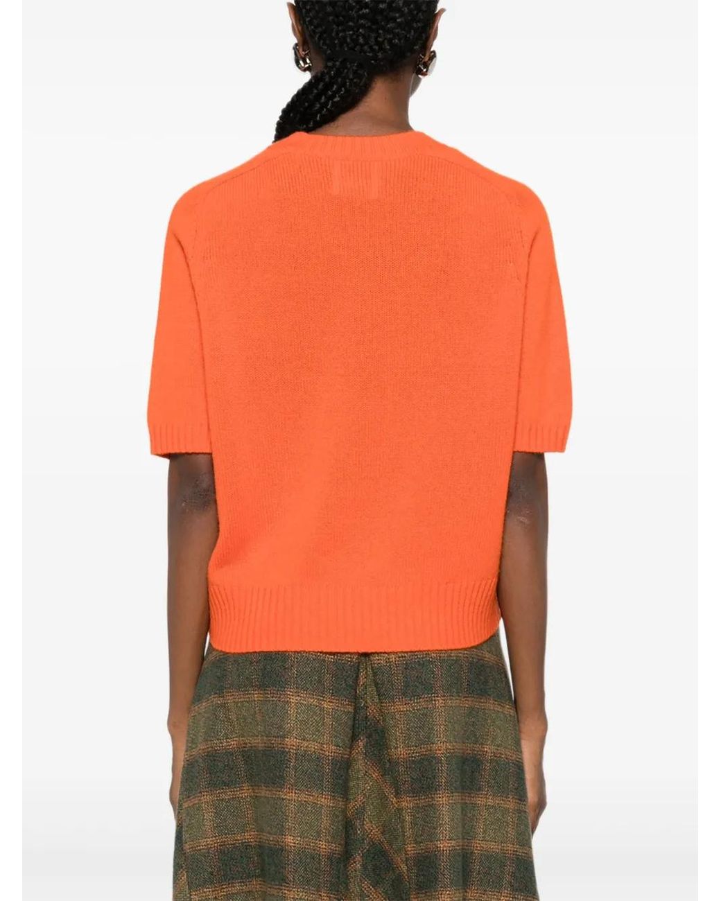 Allude Orange Short-Sleeve Sweater