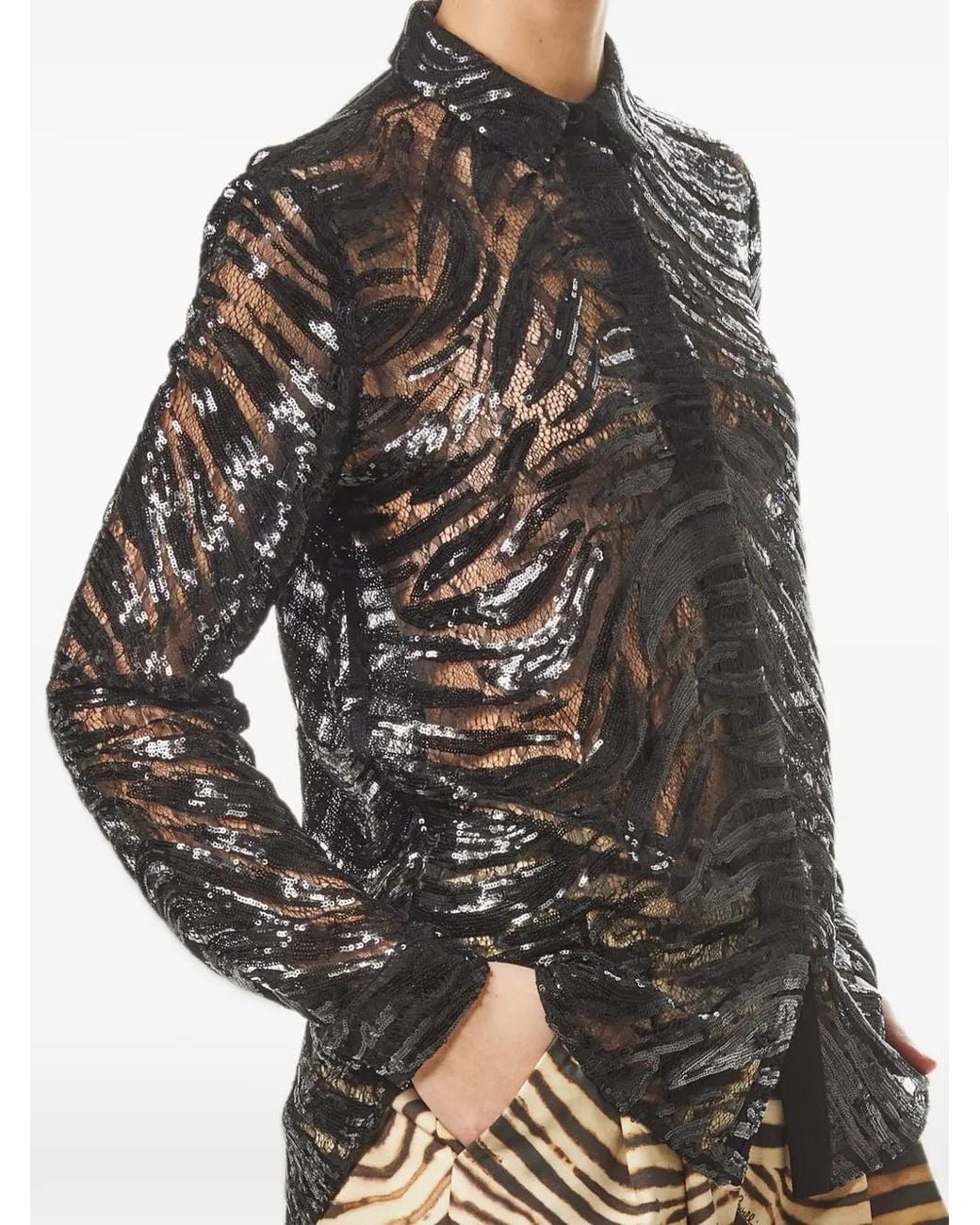 Just Cavalli Black Sequin-Embellished Shirt