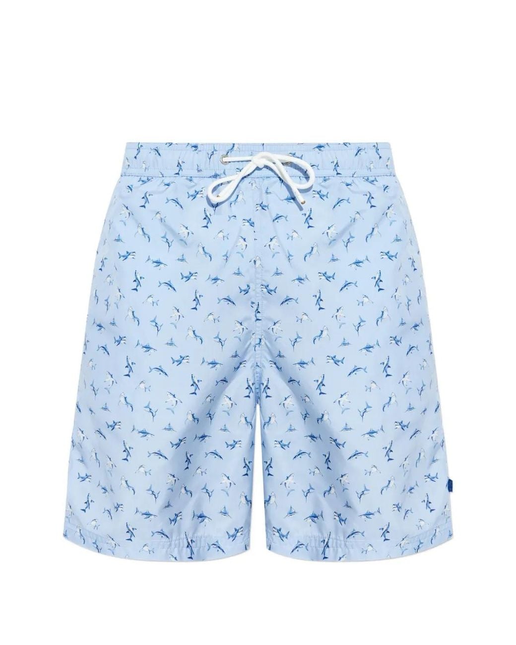 Paul & Shark Blue Shark-Print Swim Shorts for men