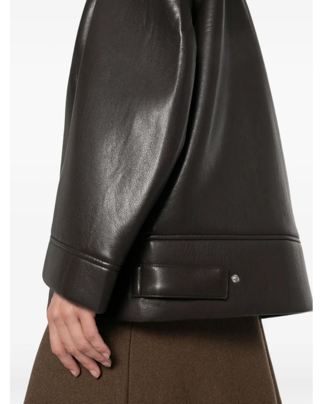 Frankie Shop Black Aspen Shearling-Collar Faux-Leather Jacket