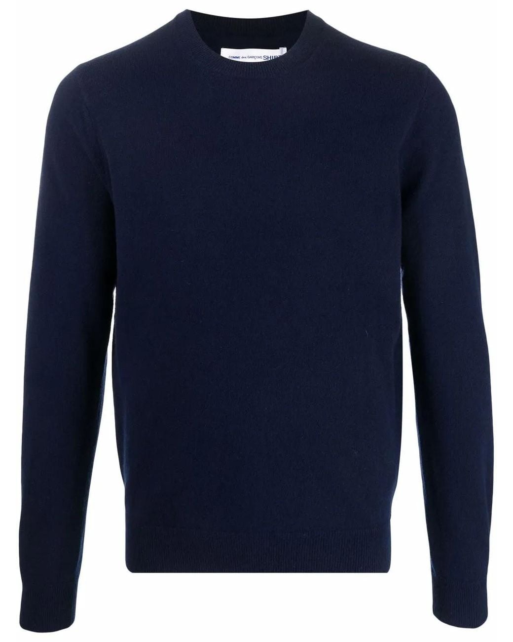 Comme des Garçons Blue Lambswool Crewneck Knit Sweater for men