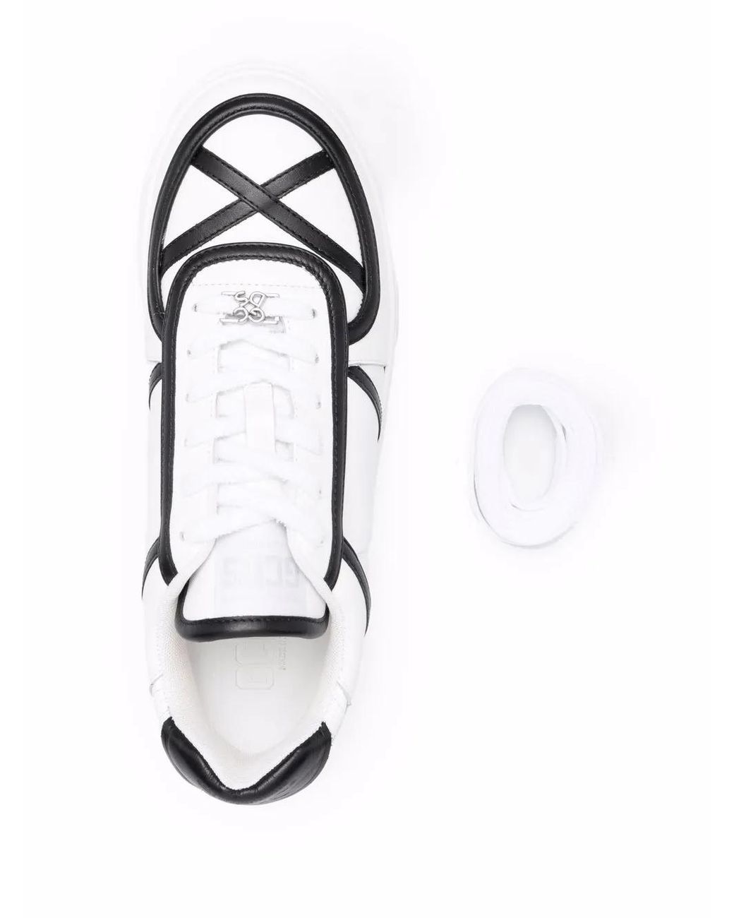 Gcds White Contrast-Detail Chunky Leather Sneakers for men