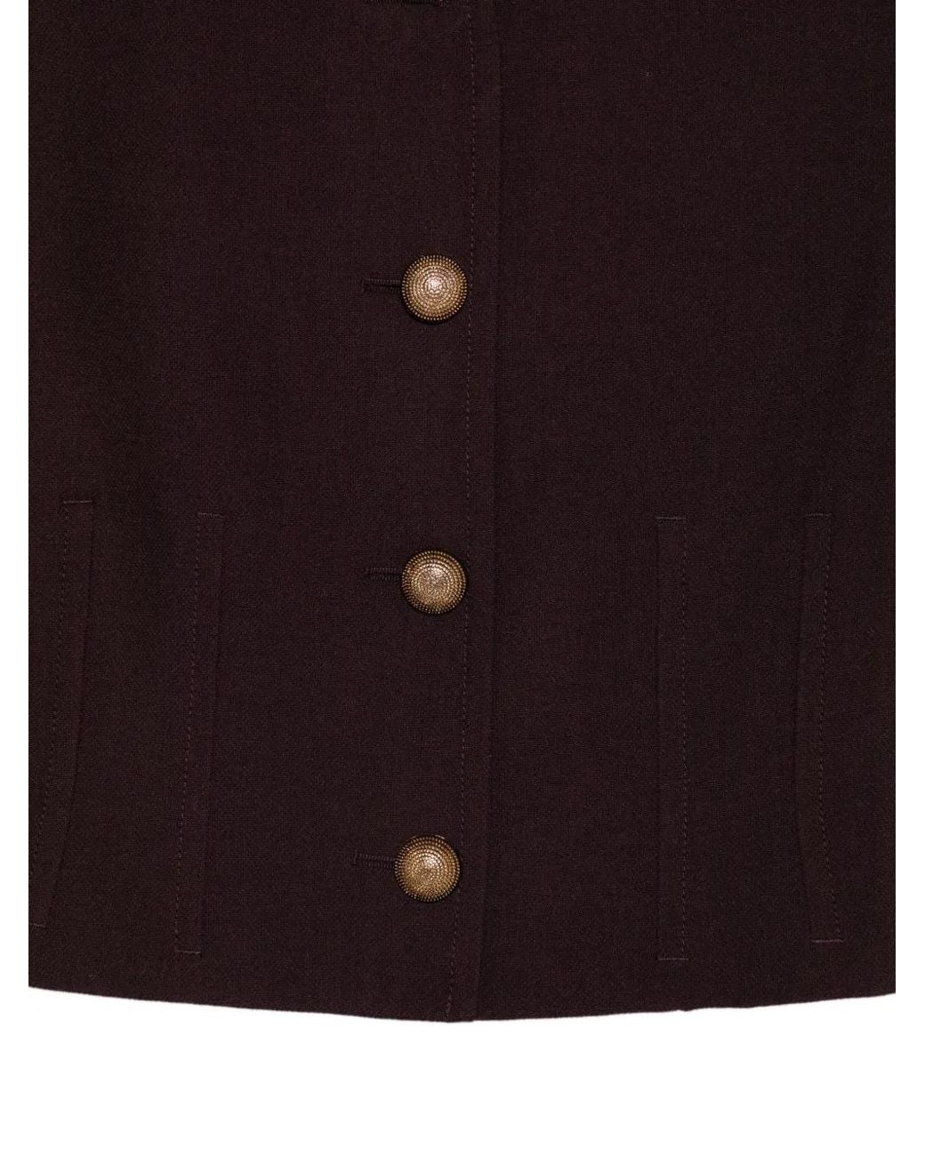Chloé Red Short Collarless Wool Crepe Jacket