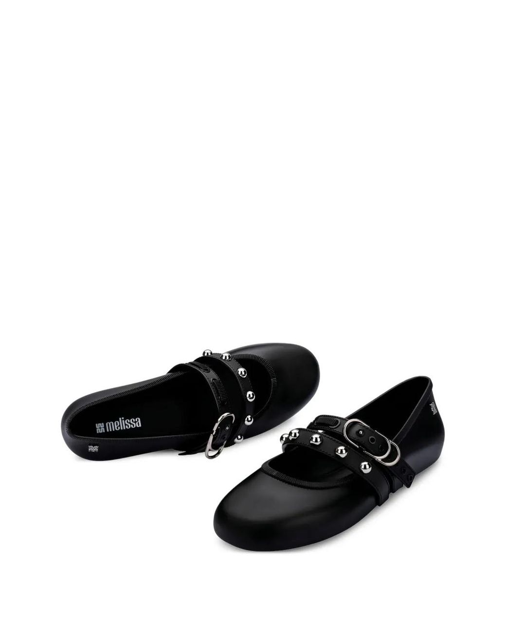 Melissa Black Studded Buckle Ballet Flats