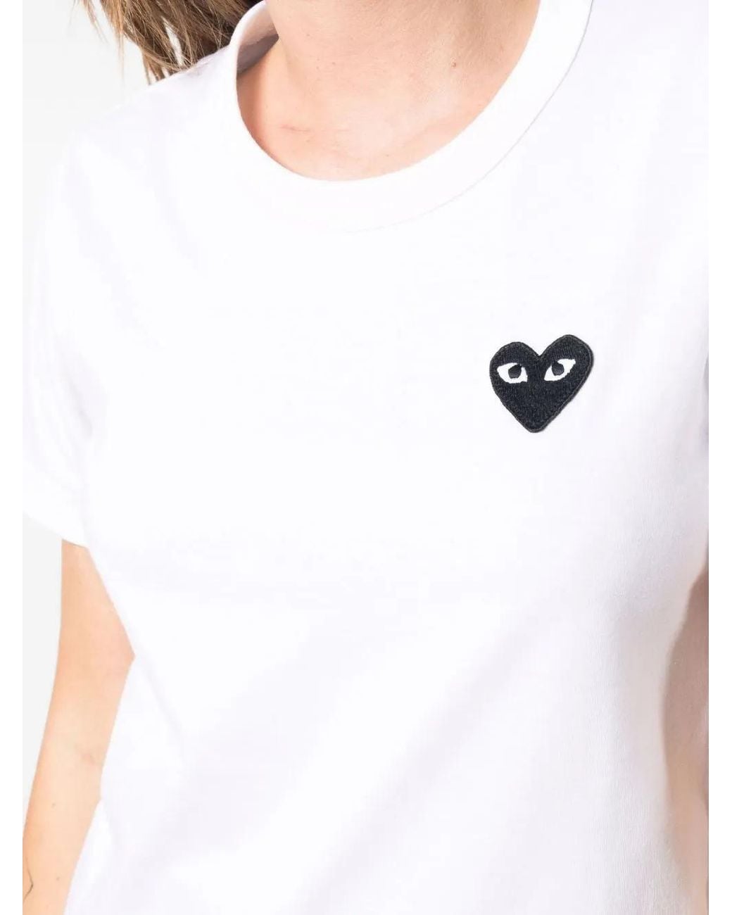 Comme des Garçons White Heart-Patch T-Shirt for men