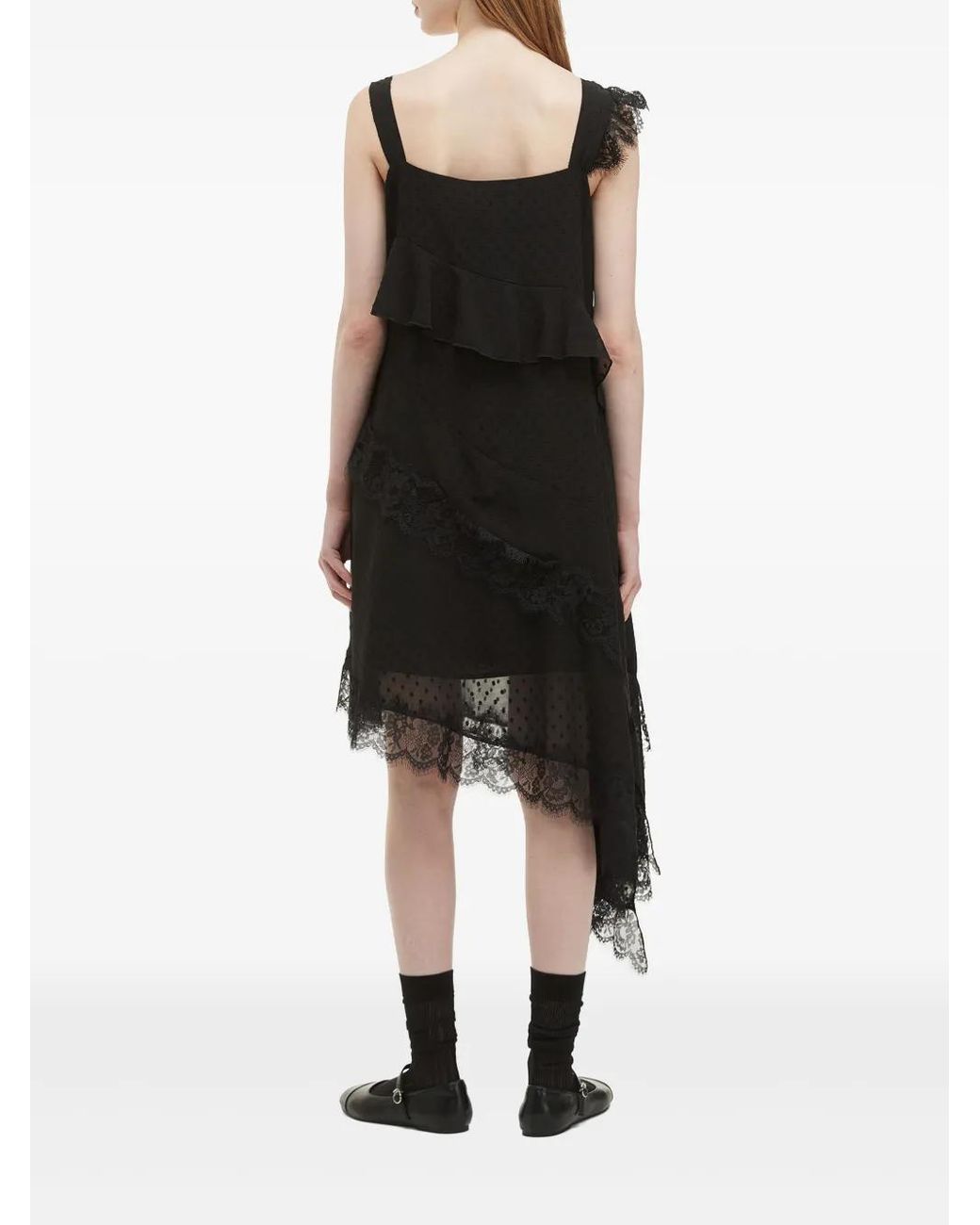 B+ AB Black Asymmetric Lace Dress