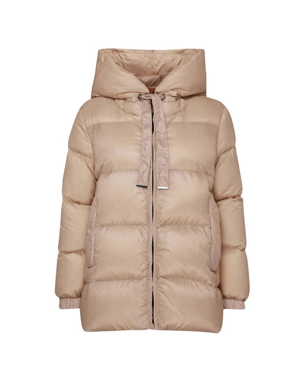 Max Mara Natural-Colored Water-Repellent Canvas Seia Short Hooded Down Jacket