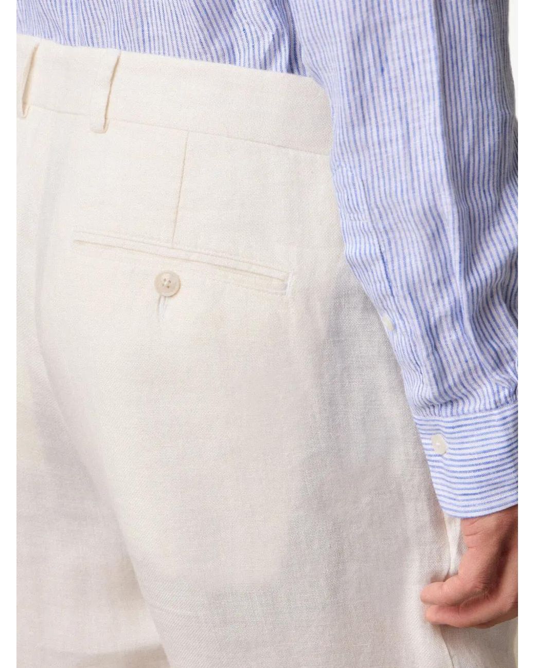 Brooks Brothers White Straight-Leg Linen Trousers for men