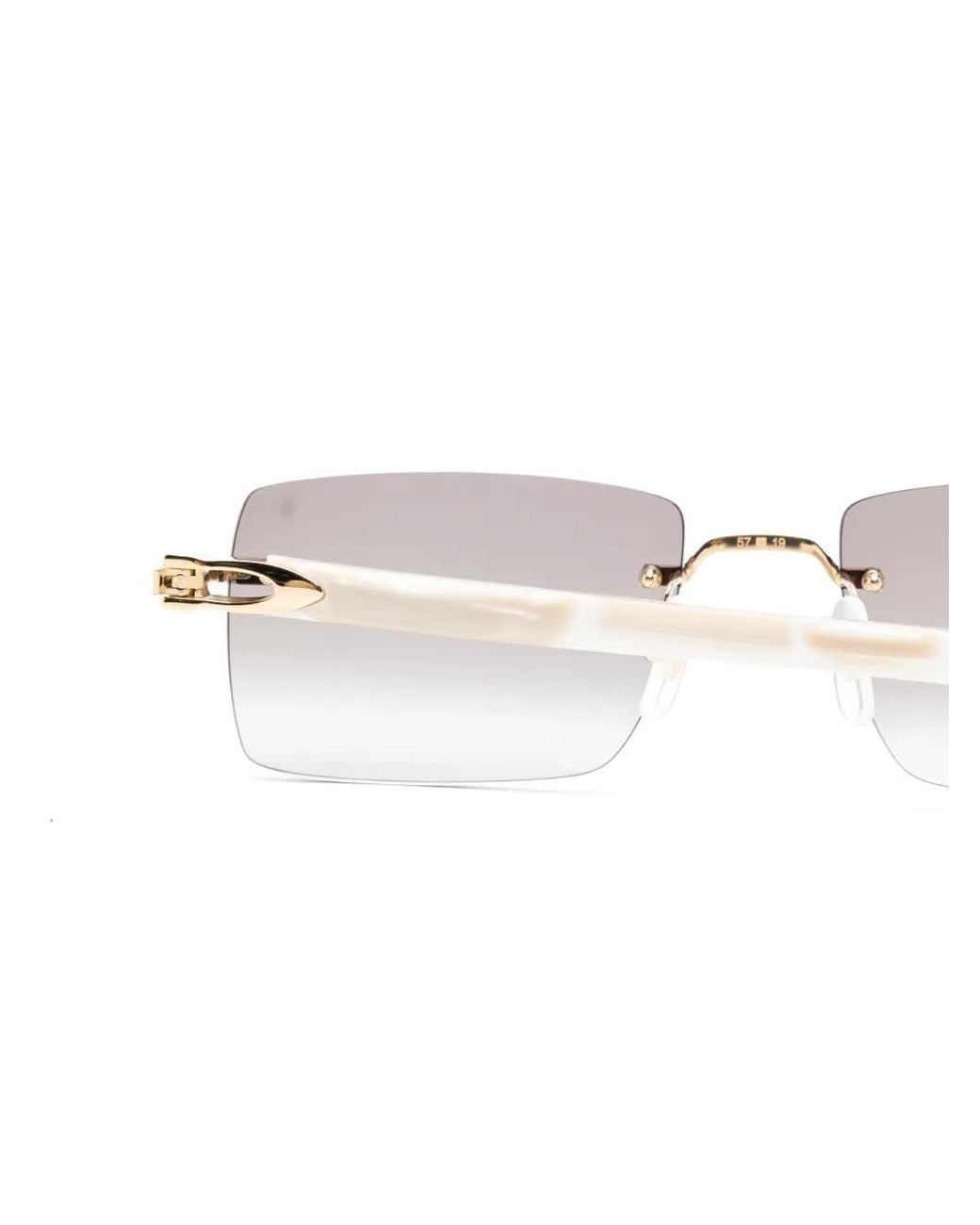 Cartier White Rimless Rectangle-Frame Sunglasses