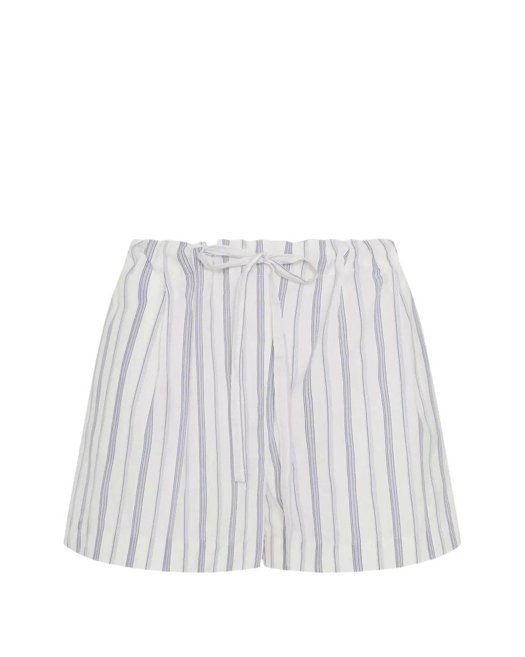 Another Tomorrow White Striped Cotton Shorts