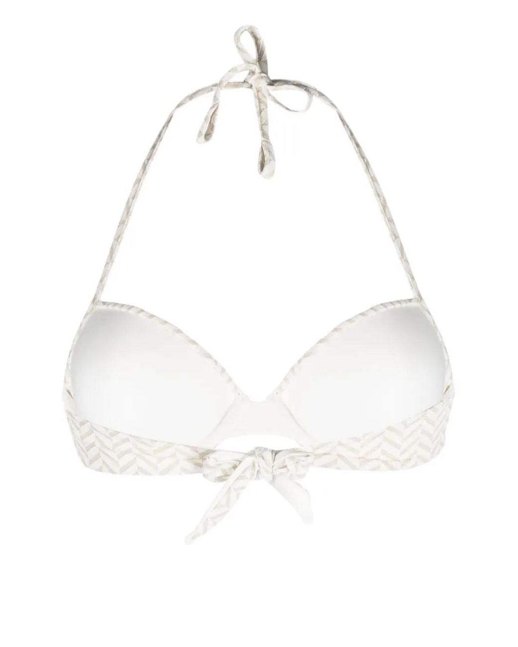 Twinset White Herringbone-Pattern Bikini Top