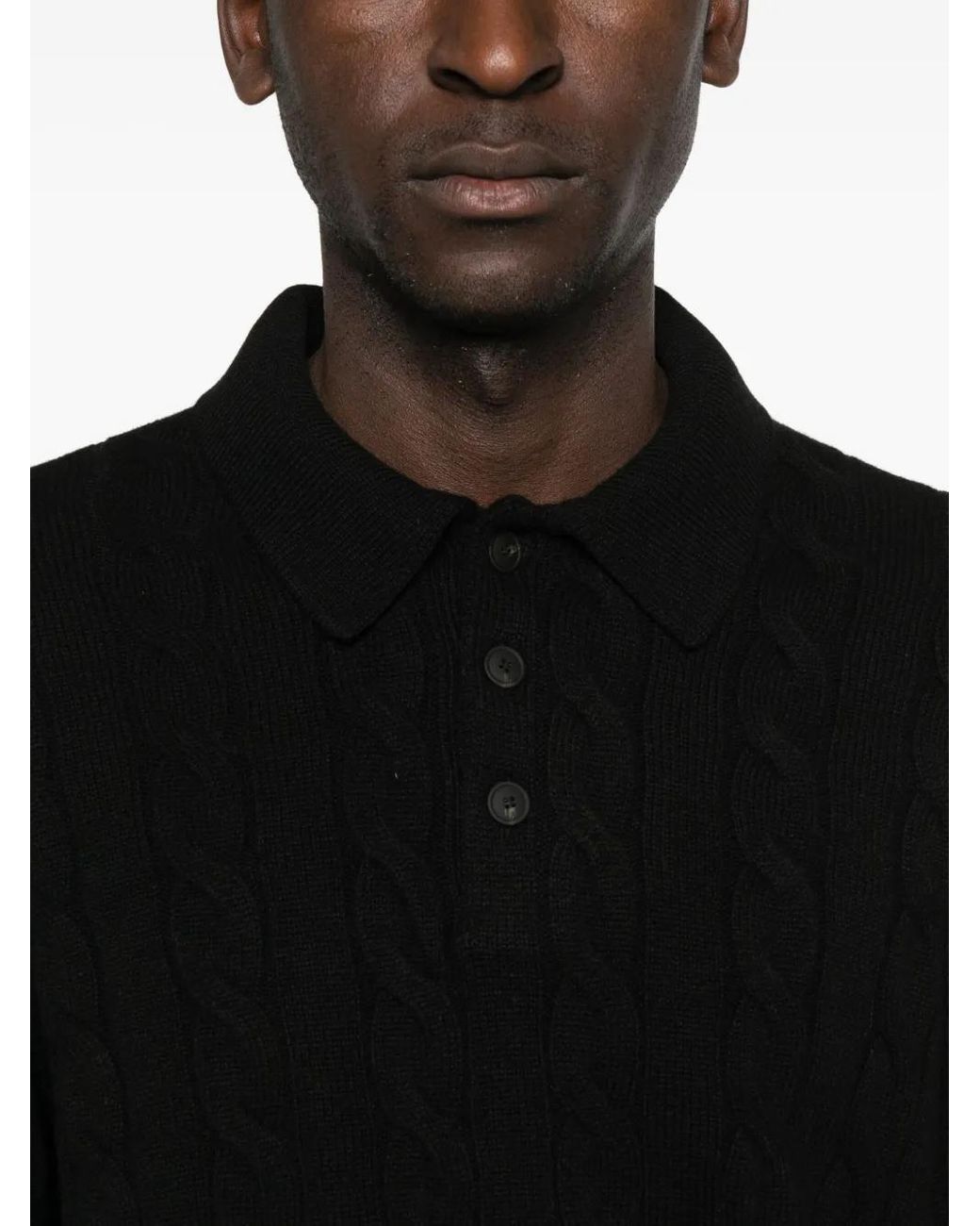 GIUUNO Black Cable-Knit Jumper for men