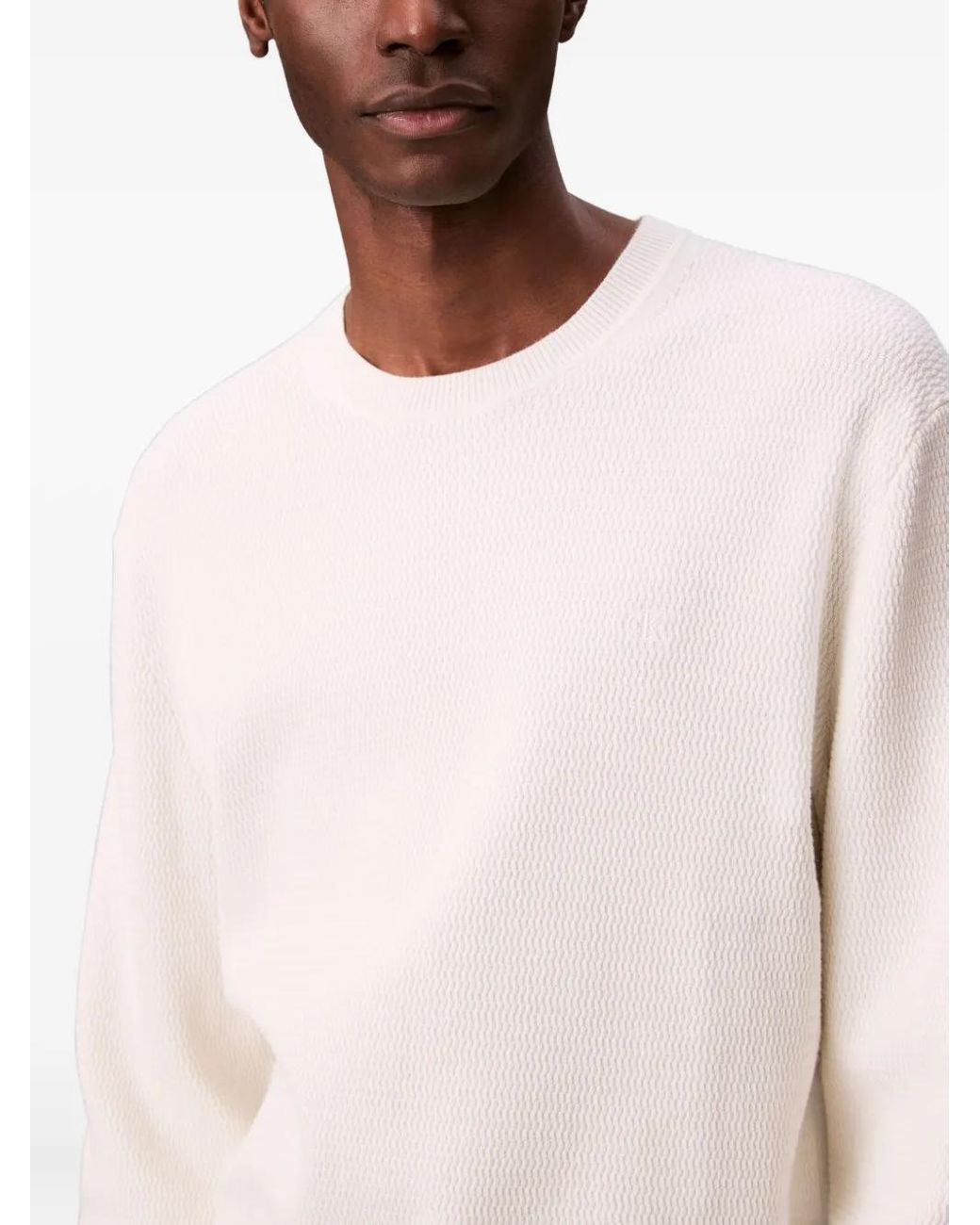 Calvin Klein White Textured Sweater for men