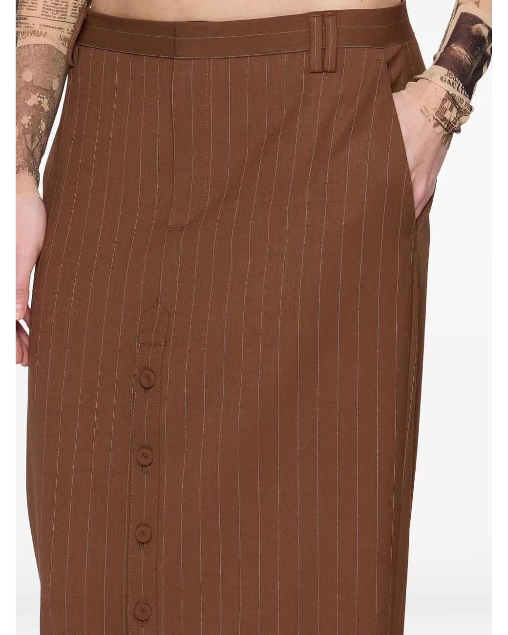Jean Paul Gaultier Brown Jupe Longue À Rayures