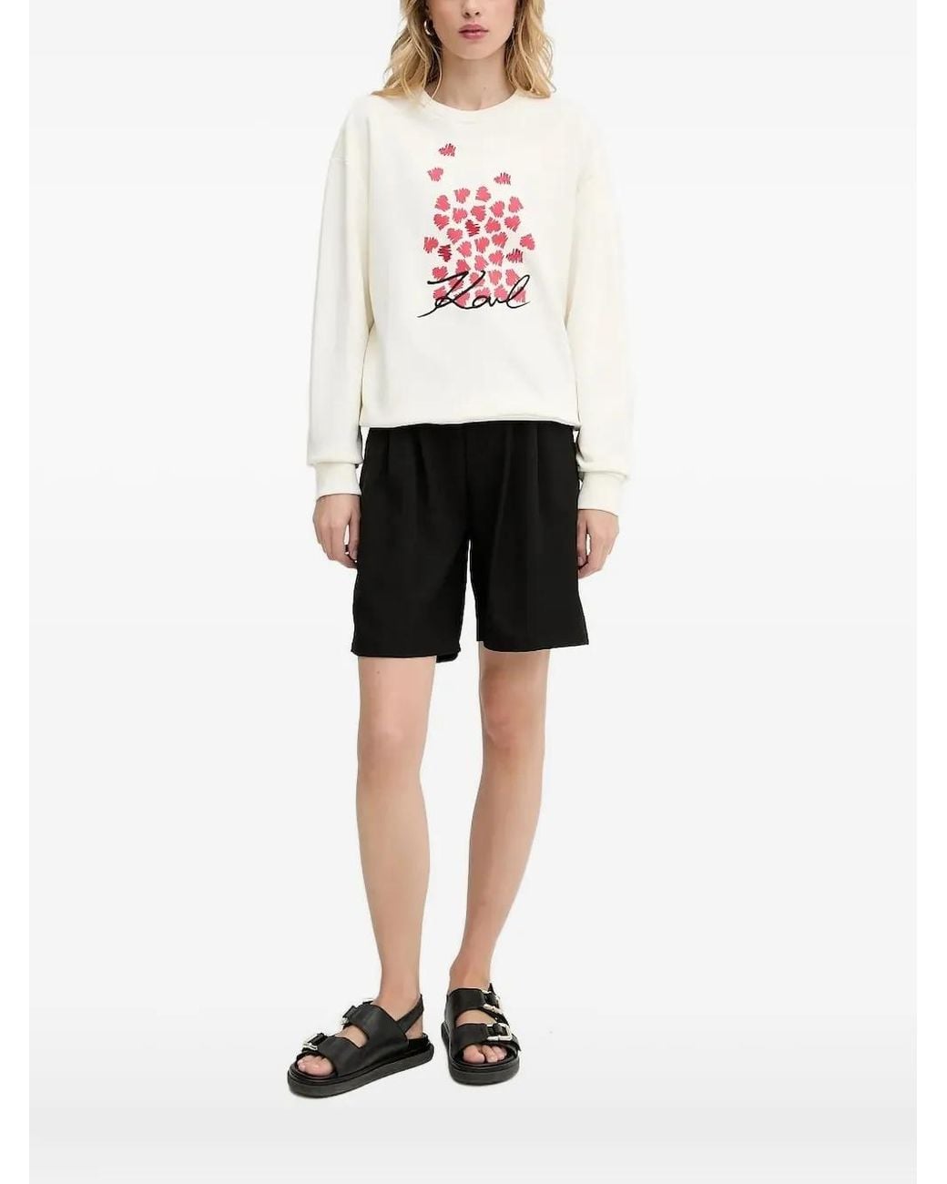 Karl Lagerfeld White Heart-Print Sweatshirt