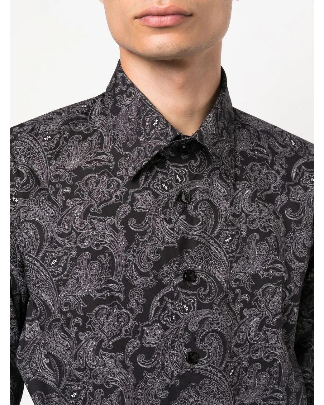 Billionaire Gray Paisley-Print Long-Sleeve Shirt for men