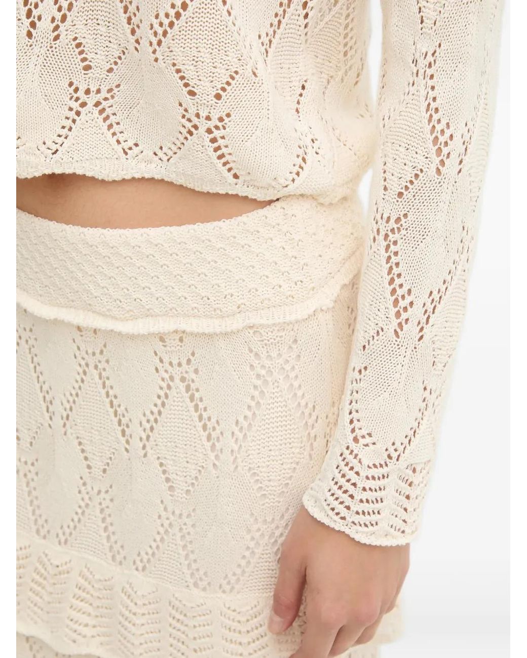 INTROPIA Raquel Ruffled Crochet Skirt in Natural | Lyst