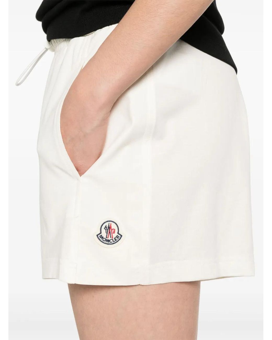 Moncler White Logo-Appliqué Jersey Shorts