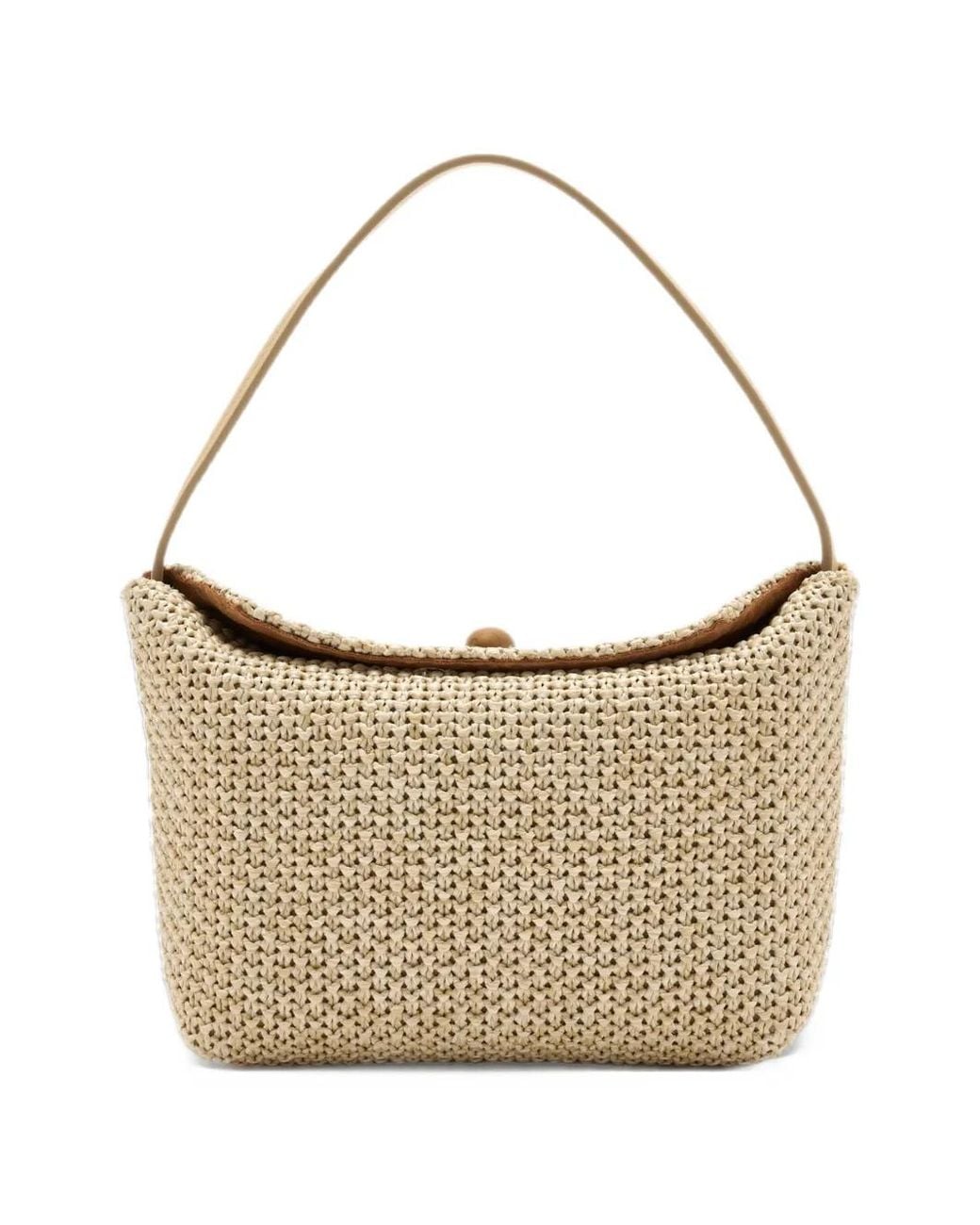 Christopher Esber White Mini Turnlock Raffia Tote Bag