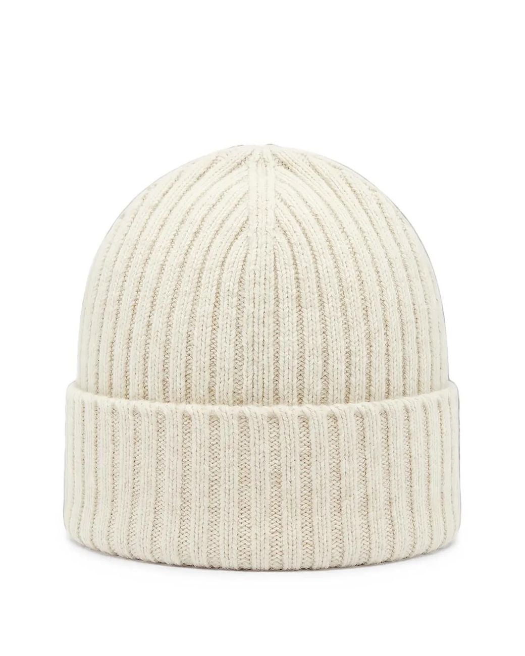 Fedeli White Ribbed-Knit Beanie Hat for men