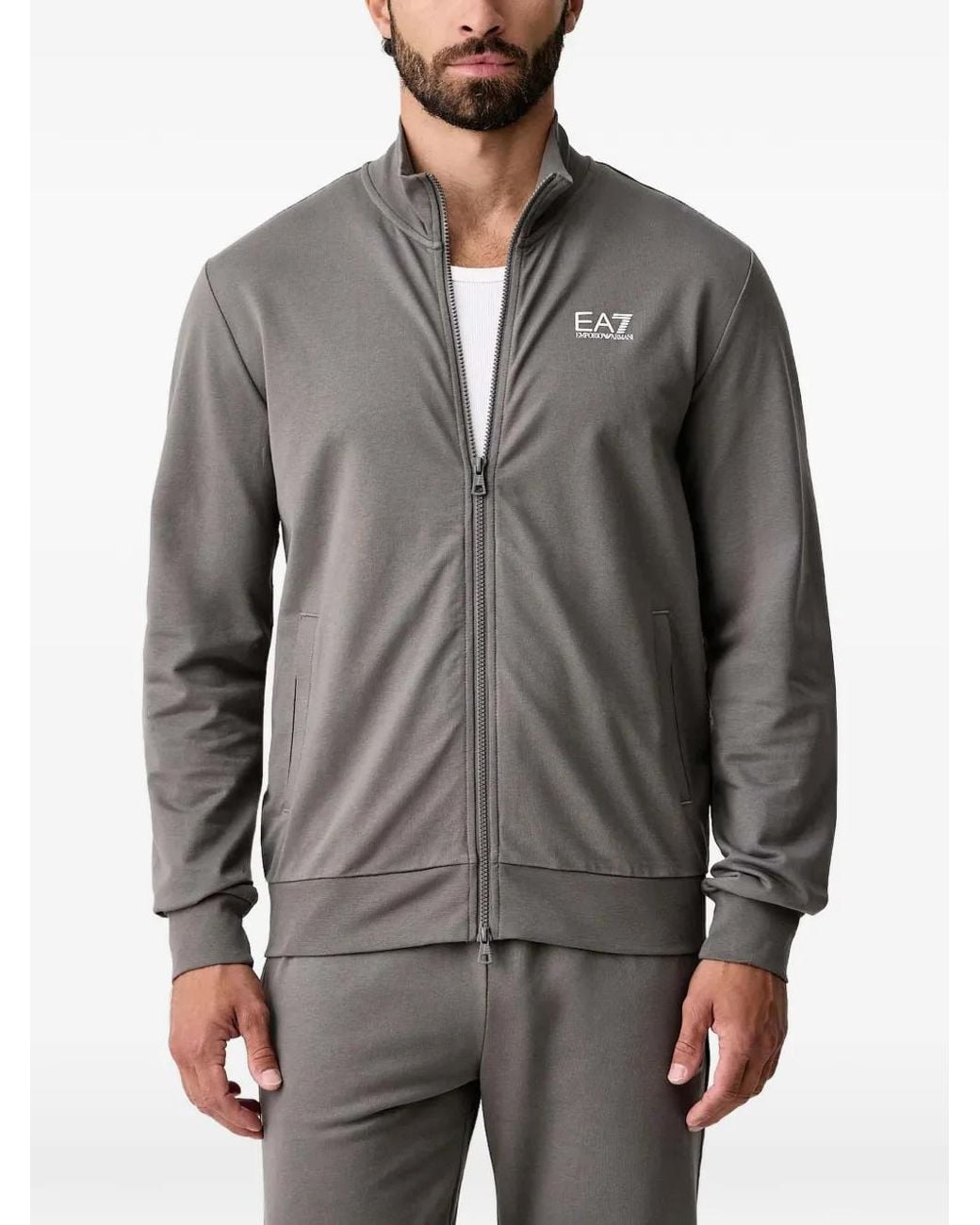 EA7 Gray Logo-Print Tracksuit for men