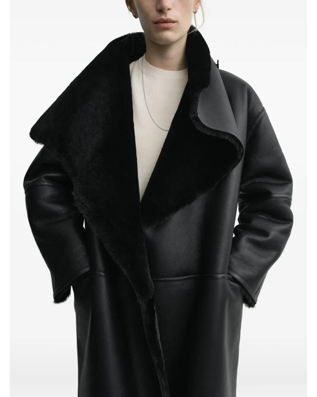 Totême  Blue Shearling Wrap Coat