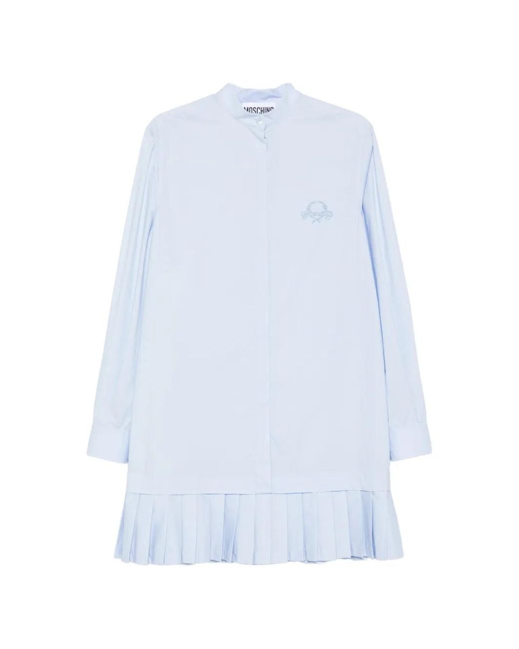 Moschino White Logo-Embroidery Pleated-Hem Mini Dress