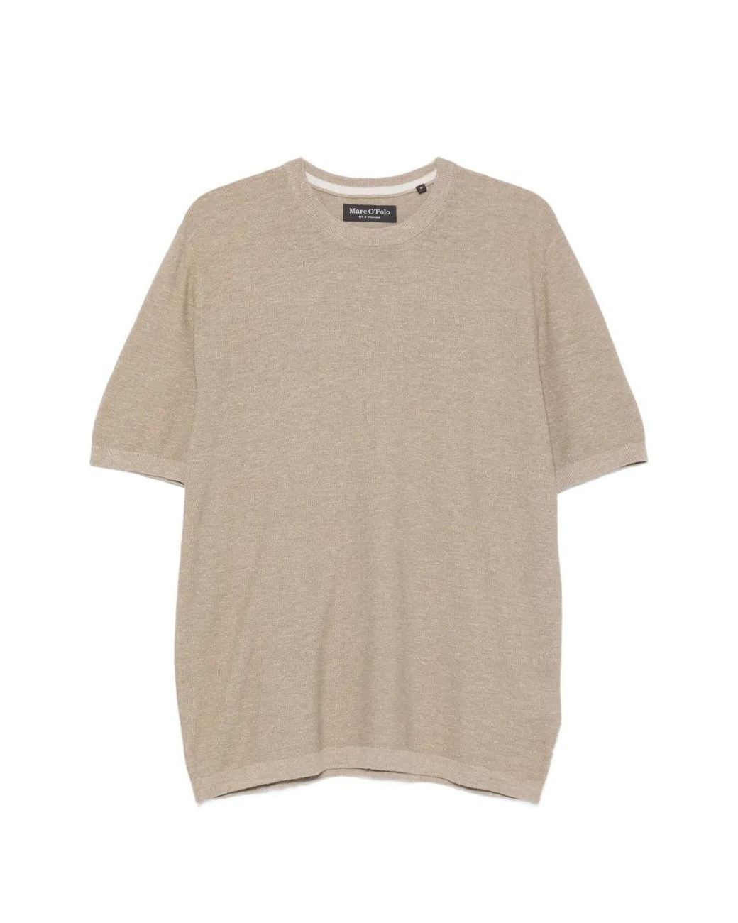 Marc O' Polo Natural T-Shirt En Maille Fine À Bords Côtelés for men