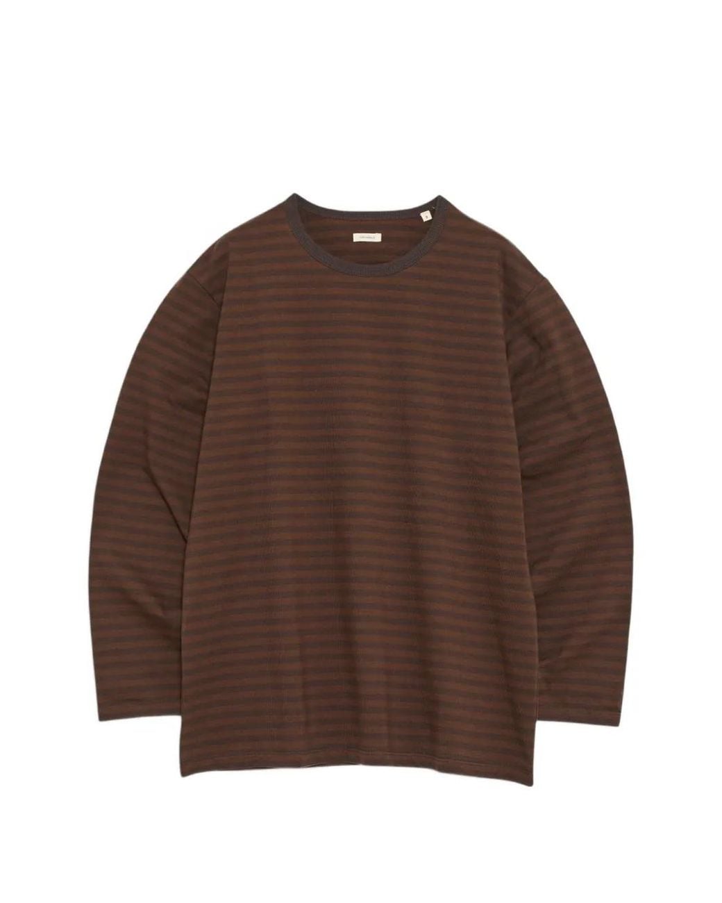 Nanamica Brown Coolmax Striped T-Shirt for men