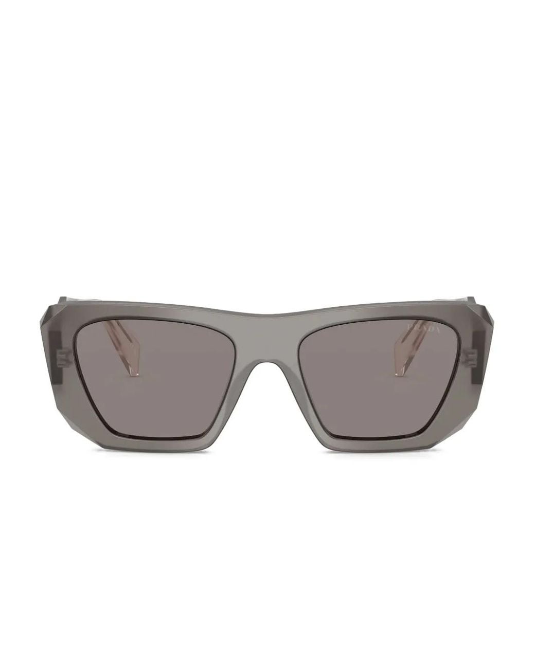 Prada Gray Symbole Geometric-Frame Sunglasses
