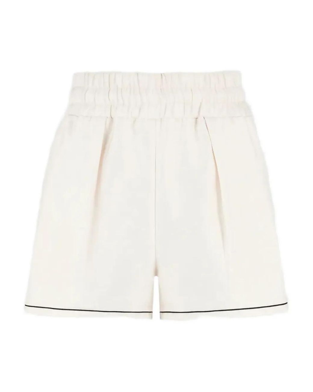 Manière De Voir White Melanie Satin Shorts With Piping