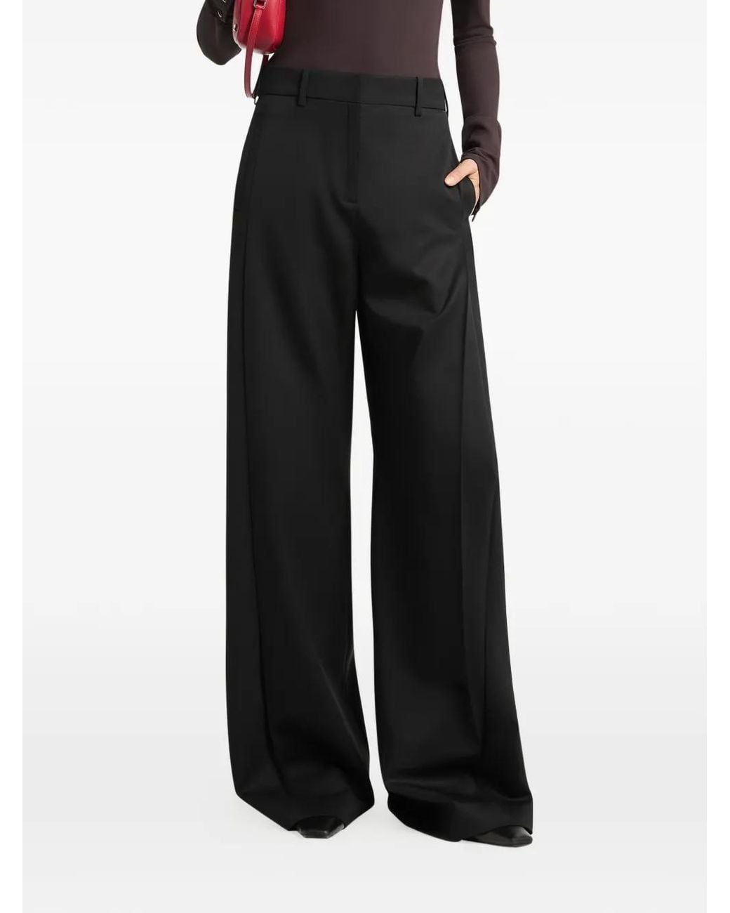 Courreges Black Tailored Pleated Trousers