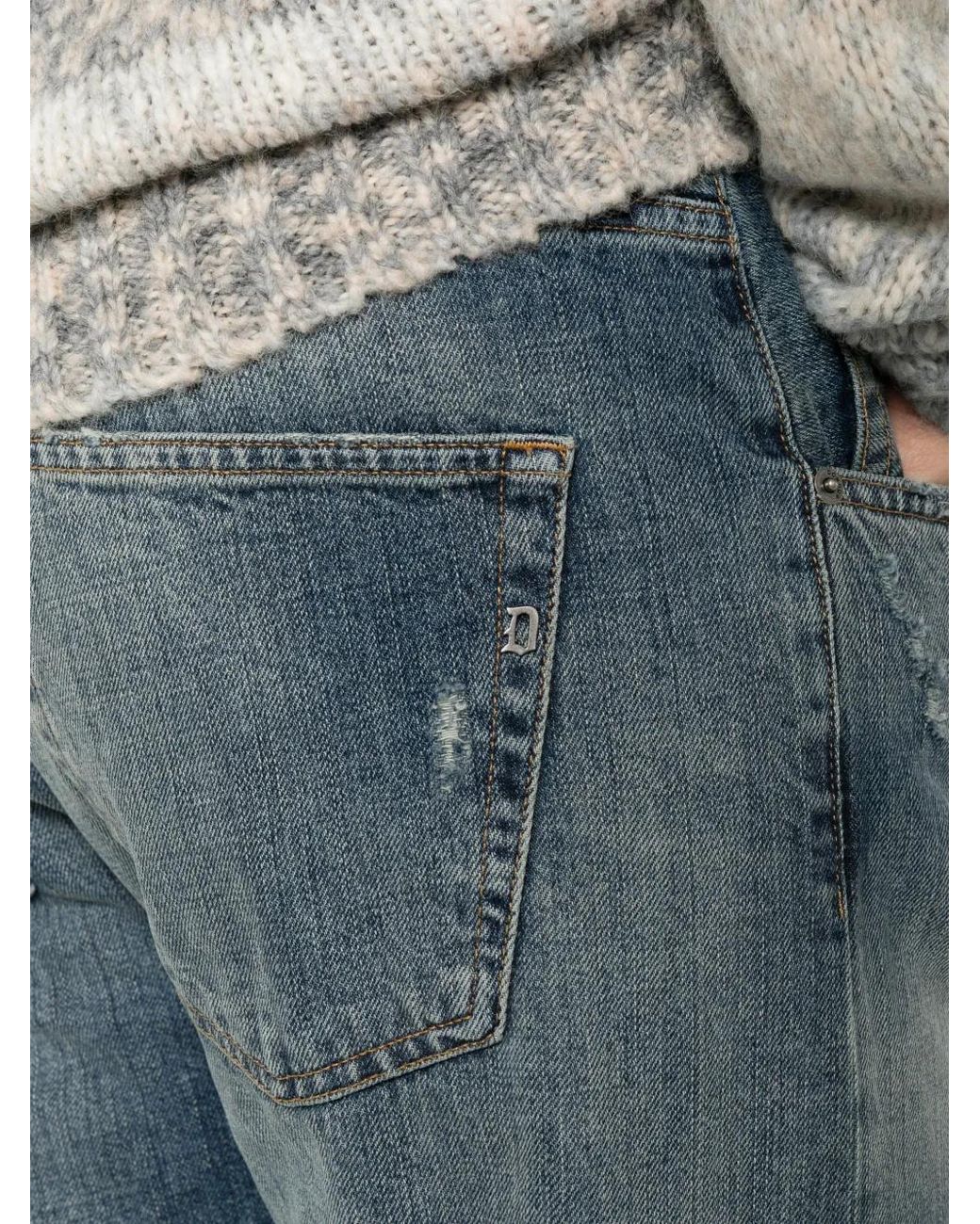 Dondup Blue Distressed-Effect Jeans for men