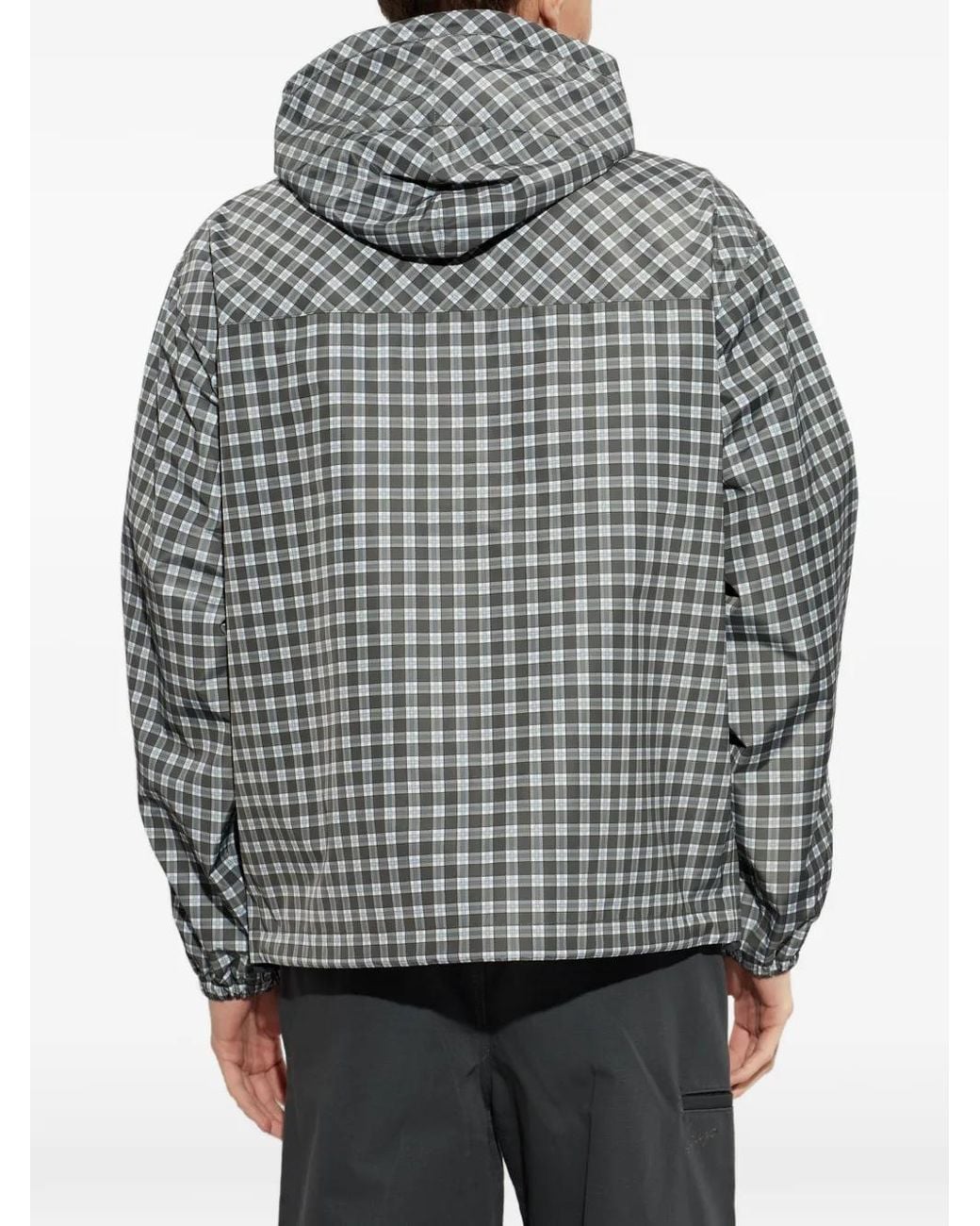 KENZO Gray Checks Hooded Jacket for men